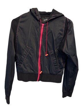 Y2K Express Hooded Jacket Windbreaker Size Small Zip Up Long Sleeve Mesh Pink